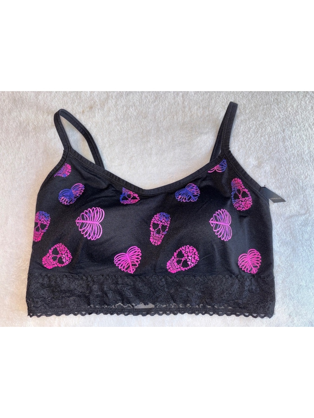 NWT Torrid Curve Black Skull Heart Seamless Padded Bralette - Size 1